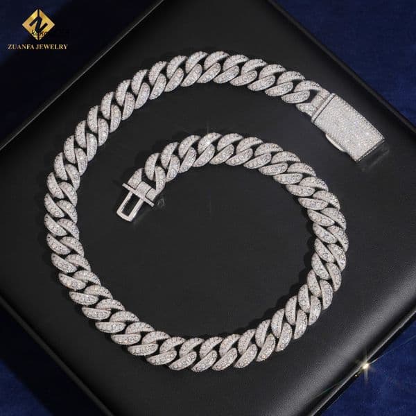 Gra Certified Hip Hop Necklace Bracelet 15mm Miami Necklace for Men in 925 Silver Moissanite Cuban Link Chains Rock Jewelry