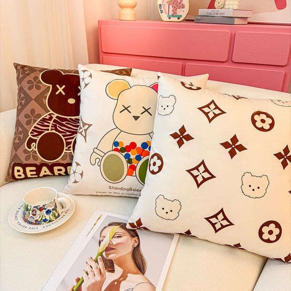 Trendy Bear Pillow Ins Style High-Value Niche Living Room Sofa Bay Window Cushion Bedside Pillowcase
