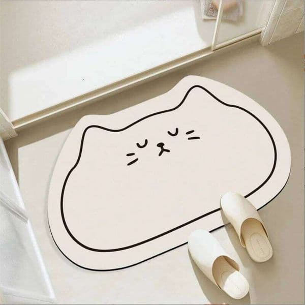 Cartoon Cat Head Multi-Color Thick Soft Diatomaceous Earth Bathroom Absorbent Floor Mat Quick Drying Entrance Foot Pad Anti Slip 26H0108