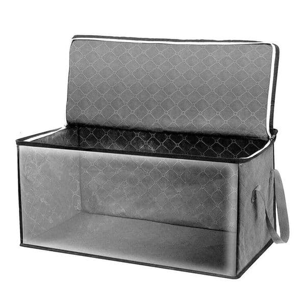 Non-woven Foldable Quilt Clothes Storage Bag Large Capacity Clear Window Wardrobe Clothing Organizer Sorting Box Bin 26N0108