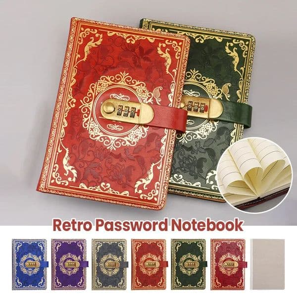 A5 Retro Digital Password Notebook Journal with Lock Diary PU Leather Privacy Notebook Sub-Password Lock Notebook Supplies 260106