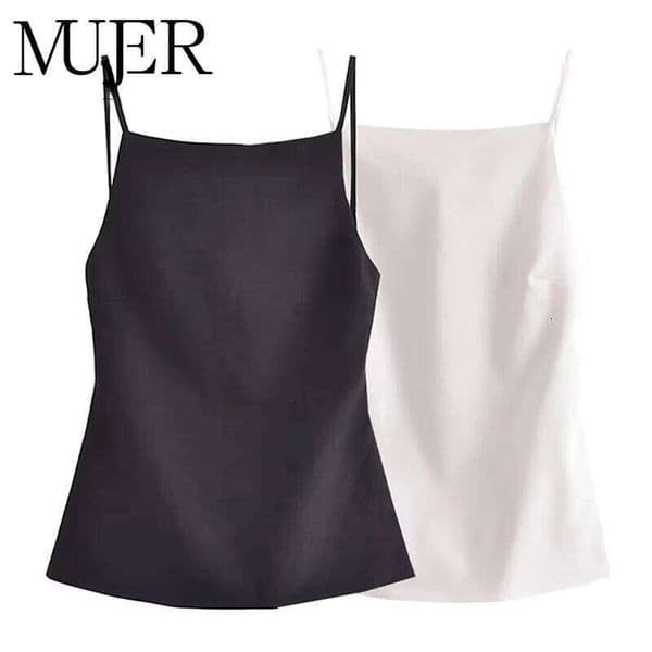 MUJER Black Backless Female Sleeveless White Crop Women Summer Sexy Tops Woman Party Women's Evening Top With Straps