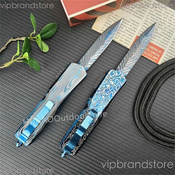 High Quality Micr Assisted Pocket 440C Blue Titanium Blade Zinc Aluminum knife Alloy Handle Outdoor Multifunction Hunting Knife 3300 3400 4850 Men Collector Gift