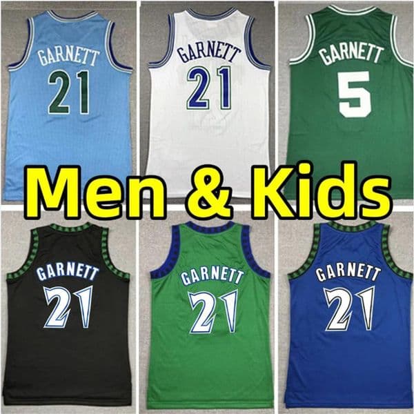 Men Youth Kids Kevin Garnett Retro Basketball Jerseys Classic Jersey vintage adult children Stitched Embroidery