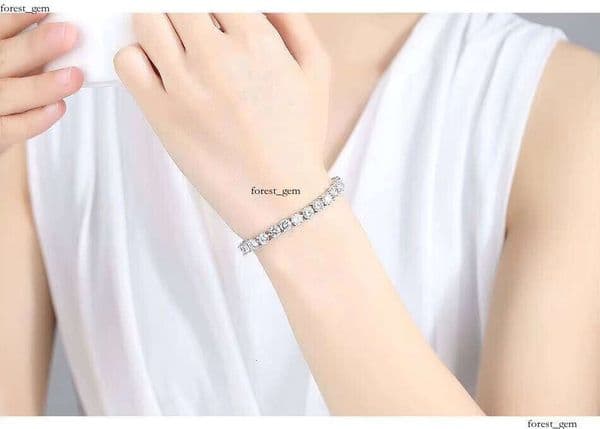 Fashion Unisex Jewelry 925 Sterling Silver White IGI Gold Plated Chain Charming VVS Moissanite Tennis Bracelet