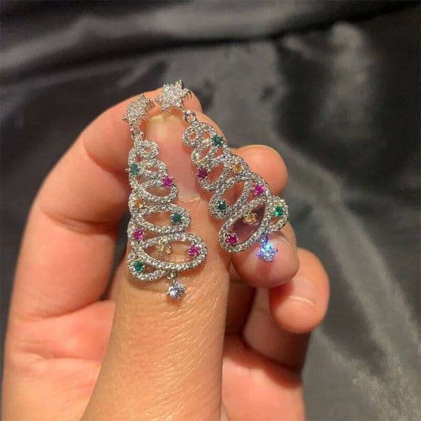 Fashion Crystal Zircon Christmas Dangle For Women Colorful Rhinestone Star Xmas Tree Earrings Girls Party Jewelry 0ae4e