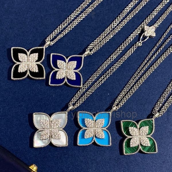 clover vanly cleef necklace luxury brand clover designer long pendant necklaces for women 18K gold sweet 4 leaf flower double row elegant sweater necklace with cryst