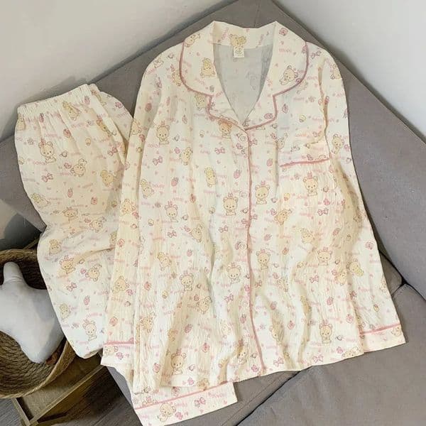 M5XL Plus Size Pajama Set for Women Fall Winter Cute Sleepwear Ladies Comfortable Loungewear Womens Home Clothes 260107