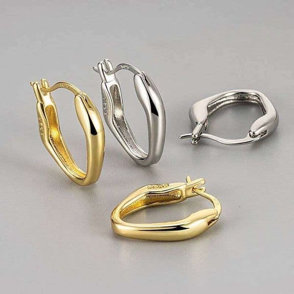 925 Sterling Silver Earrings for Women Geometric Simple Gold Circle Earring Fashion Jewelry Gift Party Wedding pendientes thumbnail 2