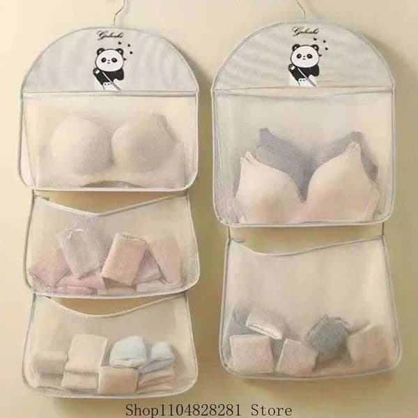 Durable 2/3Layer Underwear Storage Large Capacity Multi-layer Socks Hanging with Hanger Net Bag 26H0108