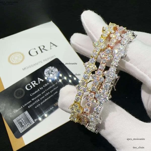 Hot Selling Sterling Silver 925 Lab Diamond Iced Out Vvs Moissanite Hip Hop Jewelry Tennis Chain Bracelet 83