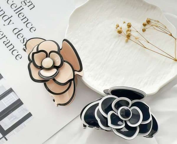 Jewelry Accessories Camellia Flower Medium Acetate Claw Back of Head Hair Bun Shark Clip Hairpin