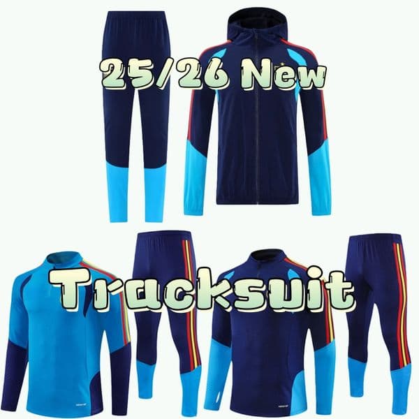 Spain 2025 2026 long tracksuit long sleeved training suit Long zipper kit uniform chandal adult sweatshirt Sweater Men KIDS training shirt long Espanola