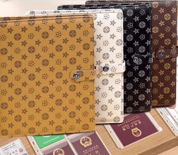 Designer A4 Luxury document storage bag, card bags, documents, household register, vaccination book, baby birth certificate, passport, driver's license, leaflet, notebook