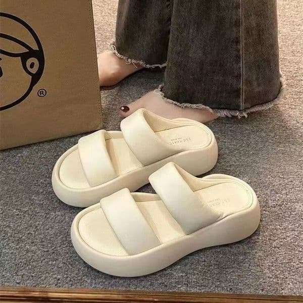 Ddmytiger Thick Soled Soft Leather Slippers For Women Outdoor Wear Summer New Style High End Fashion Versatile One Word S Casual Sandals Outdoor Shoes