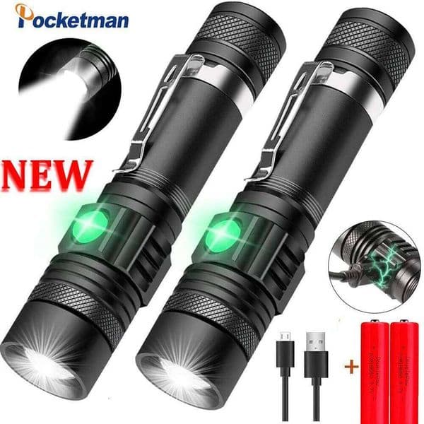 Pocketman LED Flashlights USB Rechargeable Bicycle Outdoor Waterproof Flashlight Zoom Torch 26L0108