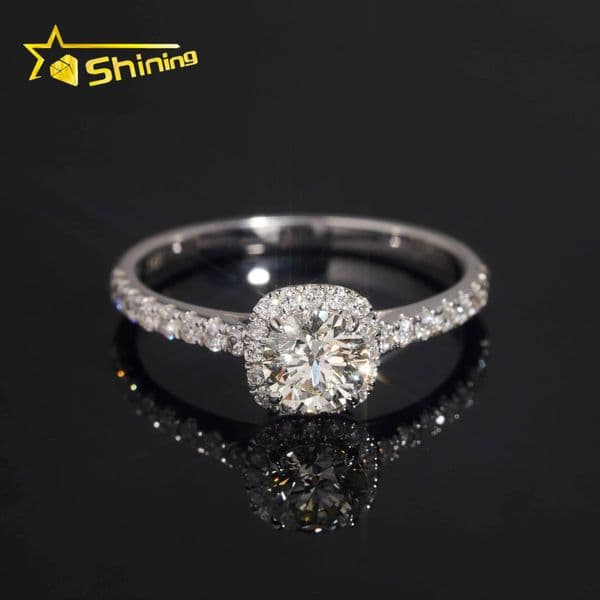 Lab Grown Diamonds Engagement Rings 925 Sterling Silver Gold Plated Cluster Round Cut 5mm Lad Diamond Wedding Ring