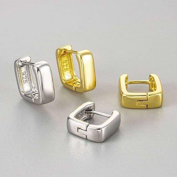 925 Sterling Silver Earrings for Women Geometric Shinning Gold Square Earring Fashion Jewelry Gift Party Wedding pendientes