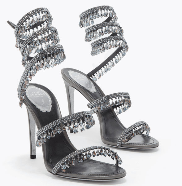Top Luxury Women Chandelier Sandals Shoes Crystals-embellished Satin Snake-like Ankle Straps High Heels Lady Party Wedding Dress Gladiator Sandalias EU35-43