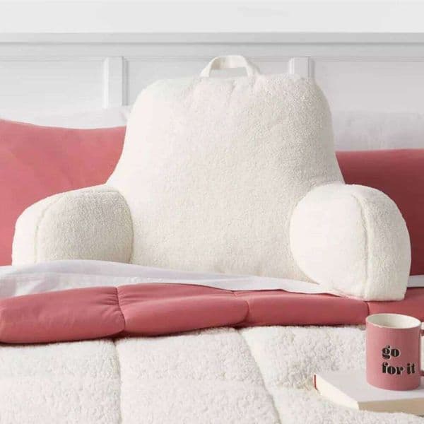 Faux Shearling Rest with Arms,Back Bed Sitting Up,Reading for Adult Teens,Couch TV Backrest s 26T0108