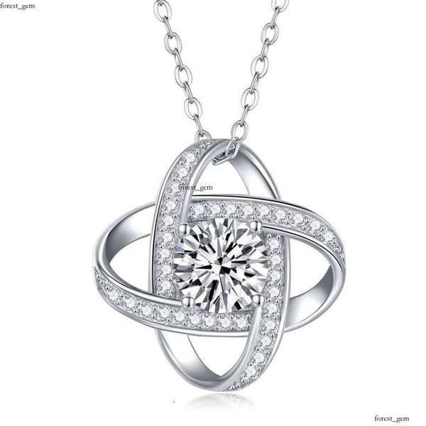 Hot Sale Custom S925 Heart Knot Pendant Premium Silver Women's Necklace IGI Valentine's Day Gift