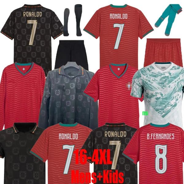 2026 World Cup Portugal Soccer Jerseys Portuguesa Ronaldo JOAO FELIX BERNARDO B FERNANDES PEPE 25 26 27 Maillot Football Shirt Team Men Kids Kit