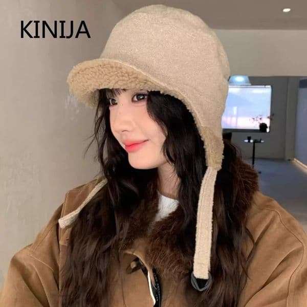 Double-Sided Wele Lamb Fur Flight Cap Women Winter Wool Hat Warm Face Slimming Sle Casual Ear Protection Lei Feng Cap Men 251230