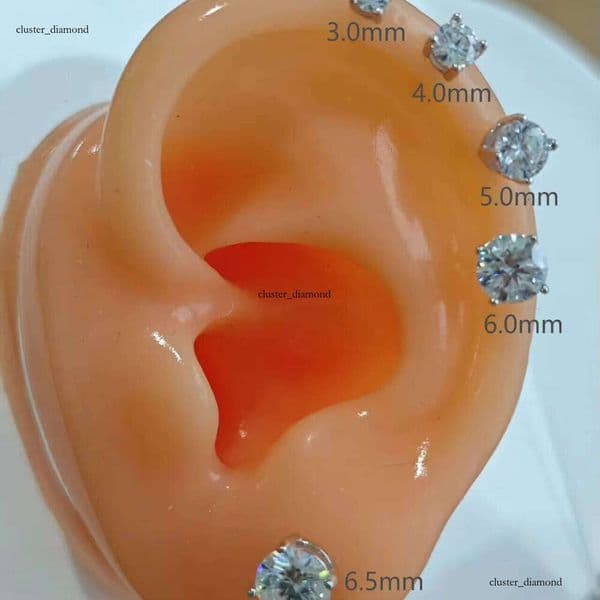 VVS Moissanite New Fashion S925 Sterling Silver Silicon Stone Jewelry 4-Prong Earrings Rhodium Plated Hip Hop