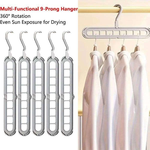 1-5 PCS 9-Prong Space-Saving Hanger - Vertical/Horizontal Convertible Drying Rack for Home Laundry Multi-Hook Garment Organize 26T0109