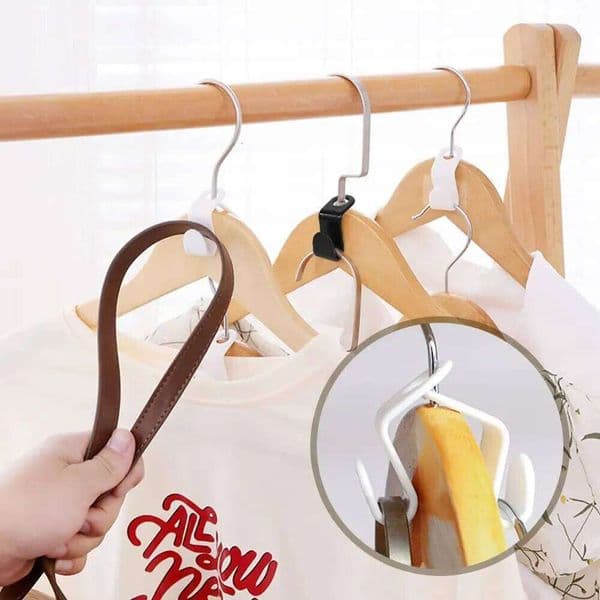 5pcs Cascading Hanger , White Plastic Space Saving Closet Organizers for Shirts Pants, Wardrobe Storage Connectors 26T0109