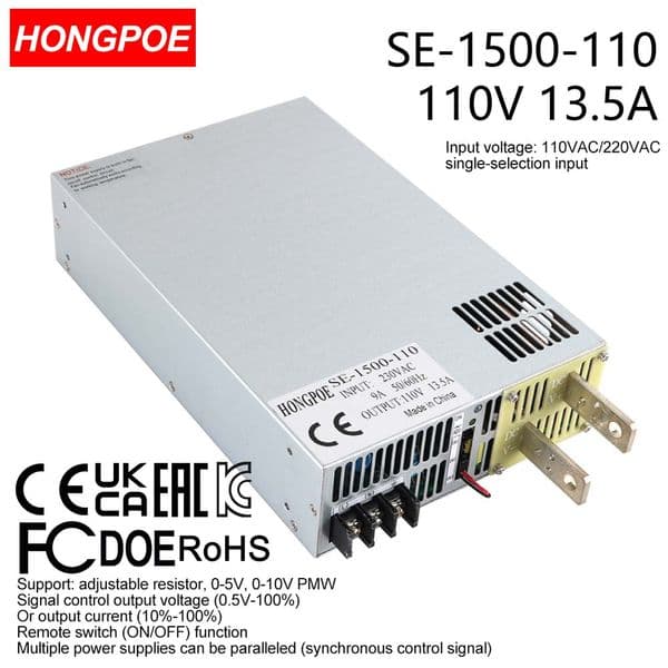 0-110V 13.5A 1500W Adjustable AC-DC 0-5V 0-10V PLC/PMV signal control transformer, suitable for motor/battery/solar/industrial control. CE certified/Invoice available.