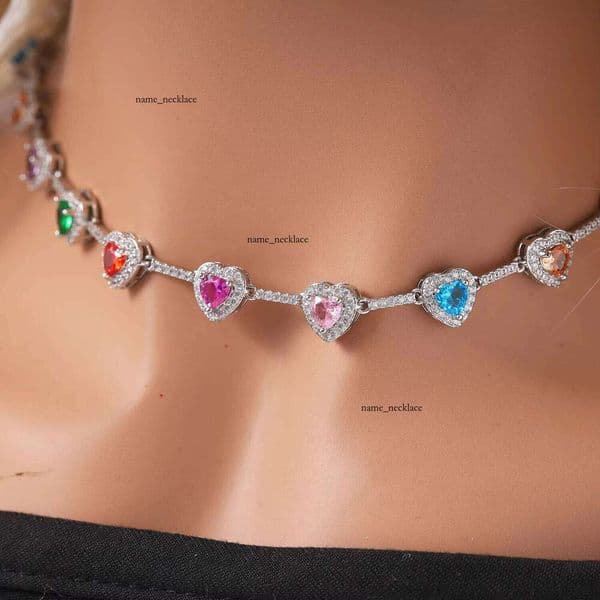 Fashion Jewelry Women's Colorful 925 Heart-Shaped VVS Moissanite-Shaped Brass VVS Moissanite Adjustable Length Necklace Engagement
