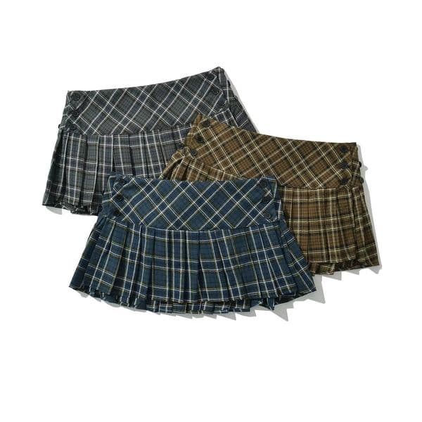 Summer Mini skirts for woman vintage korean fashion plaid women y2k pleated green preppy style 260109BJ