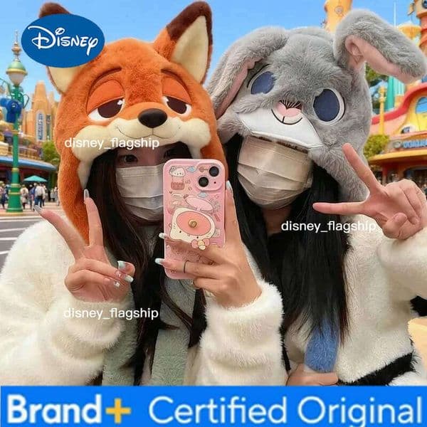Disney Zootopia Judy Nick Anime Cute Plush Hat Movable Ears Winter Warm Couple Cap Trendy Versatile Cartoon Peripherals Gifts XJ260109