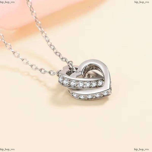 Fashion Classic Wholesale Women's Pure Gift VVS Moissanite IGI Two-Heart Pendant S 925 Sterling Chain Silver Jewelry