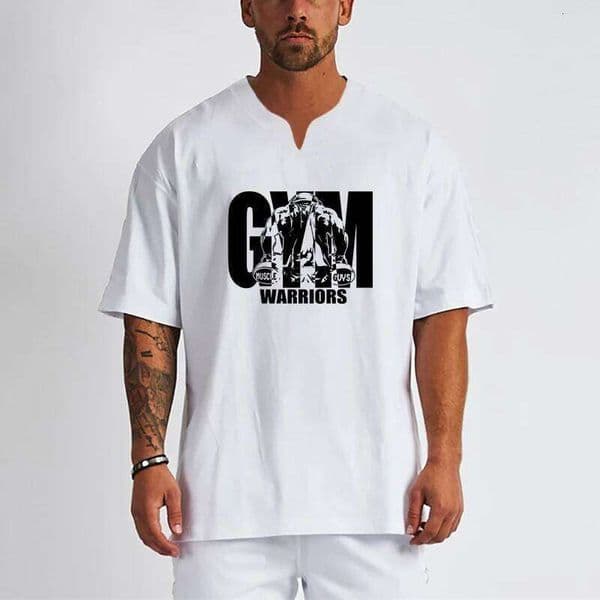 T Oversized Loose Men's Shirts Workout Muscle T-Shirt Gym Bodybuilding Fitness Cotton Tops Short Sleeve Breathable Summer Clothing X260109