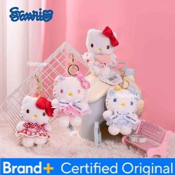 Sanrio Hello Kitty Plush Keychain Bag Pendant Kuromi Cinnamoroll Kids Toys Girl Keyring Backpack cartoon Strap Birthday Gifts H260109 1 H2601101