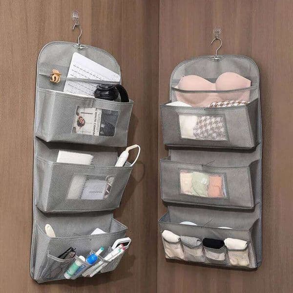 3-Tier Hanging Storage Organizer - Non-Woven Door Back Wall Mounted Bag for Underwear Socks, Multi-Pocket Closet Divider 26T0109