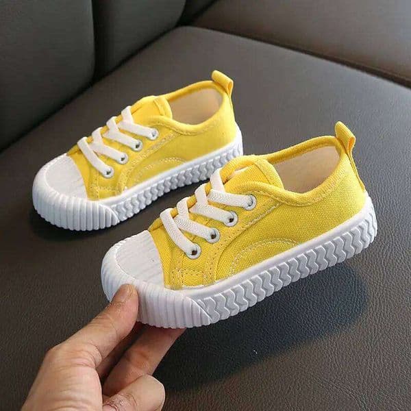 Baby yellow sneakers fashion kids flat casual shoe canvas girls sport boy vulcanize shoes W260109