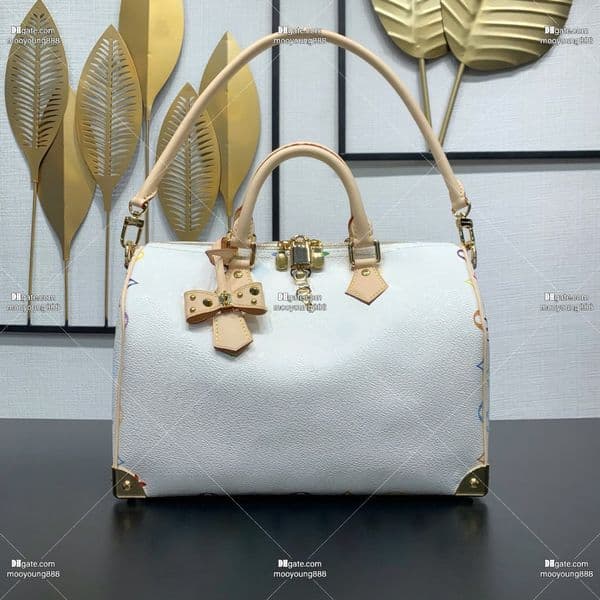 12A Upgrade Mirror Quality Designer Handle Bags for Women Soft 30 Handbags Canvas Cowhide Leather Bags Luxury Shoulder Bag White Multicolor Purse M27789