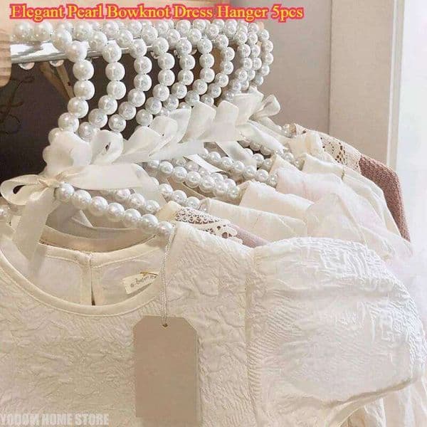 Elegant Pearl Bowknot Dress Hanger 5pcs - 30/40cm Baby Ribbon Coat Wardrobe Closet Storage Space Saving Organizer 26T0109
