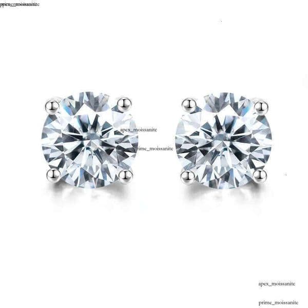 Pass IGI Diamond Tester Vvs1 D Color Moissanite Designer For Women Solid 925 Sterling Silver 4 Prong Stud Earrings Gold Plated Screw Back Mens Jewelry Woman Gift e2