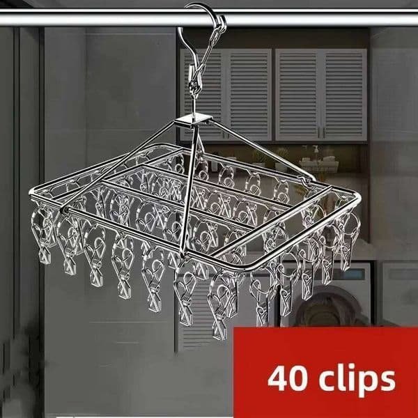Stainless Steel Laundry Hanger Clothes Rack with 40 Anti-Wind Rotary Utility Windproof Drying Stand for Indoor/Outdoor Use 26T0109