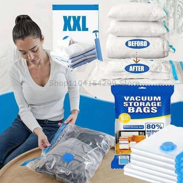 Vacuum Storage Bags 8-18Pc Space Saver Travel Rechargable Air Various Seal Bag Pump for Compress Clothe Blanket Luggage 26N0109