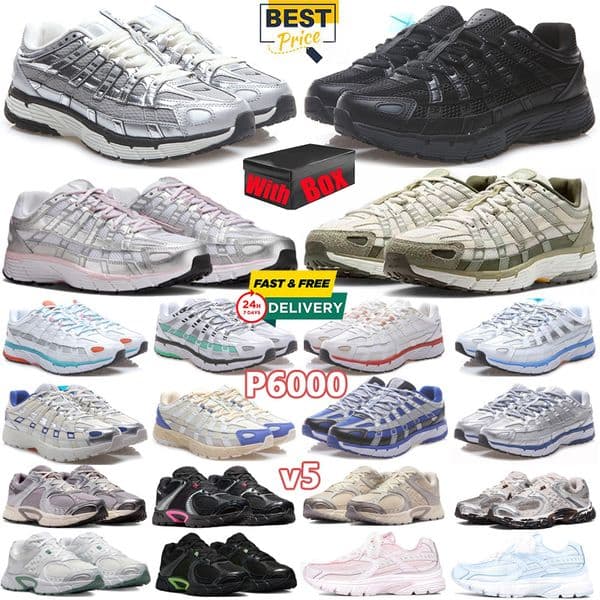 with box designer Shoes new P6000 trainer vomero 5 Men Women Sneakers black blue pink yellow Metallic Silver Light Army white Sport Running Shoes Outdoors eur 36-45