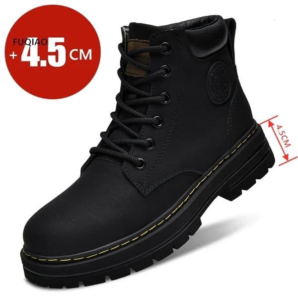 45CM Platform Height Increase Big Size 50 High Top Boots For Couple Leather Shoes Outdoor Sneakers Lace Up Non-Slip Ankle Boots 260106