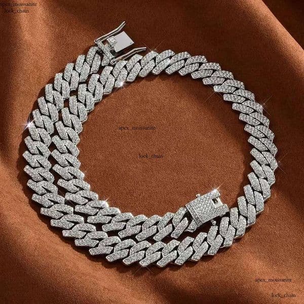 High Quality 18 MM 3 Rows VVS Moissanite Jewelry Rose Gold Plated Cuban Chain Hip-hop Necklace For Men Or Women thumbnail 2