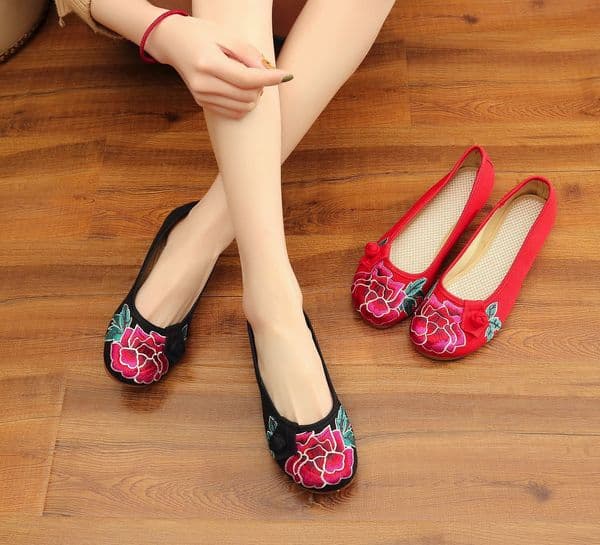 Ddmytiger Ddmytiger Old Beijing Cloth With Rubber Sole Wedge Heel Hidden Height Increase Ethnic Style Embroidered Shoes For Women Outdoor Outdoor Shoes
