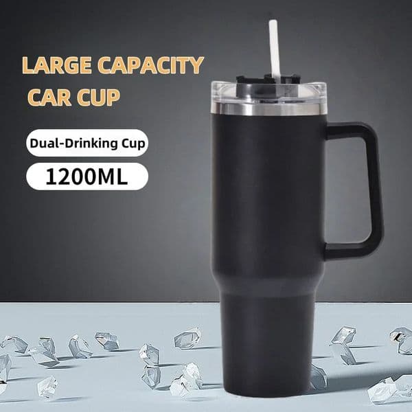 Jumbo 304 Stainless Steel Insulated Mug 40oz Generation Car Cup with Handle Portable Ice Master Straw Cup Leak-Proof Food-Grade 260106