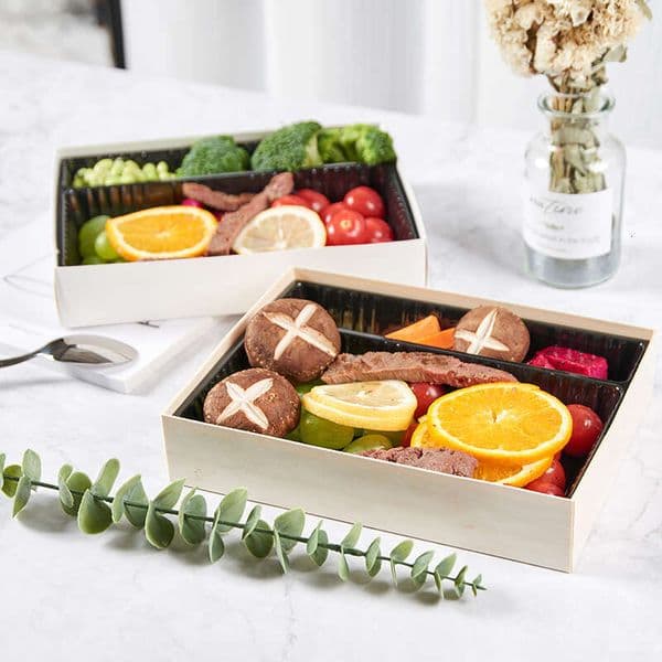 Custom Wooden Divided Bento Box - Multi-Grid Food Tray for Baking Gifts & Catering